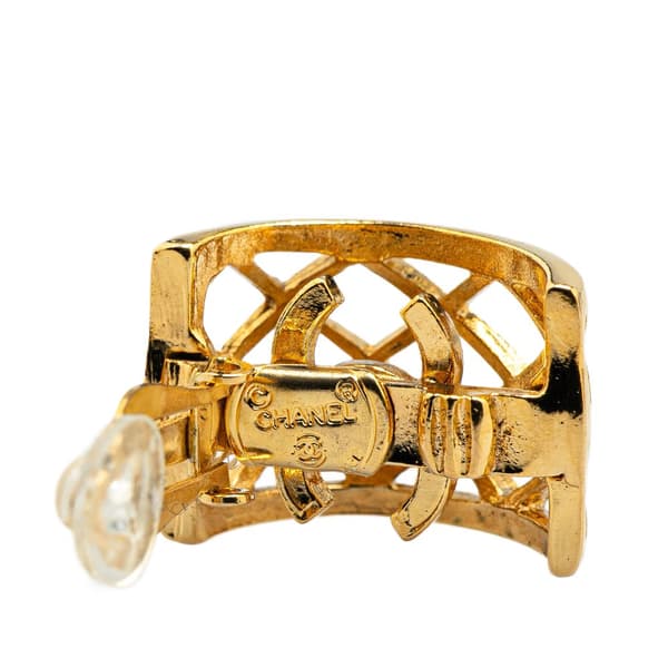 Pre-owned Chanel Gold Plated Caged CC Clip on Earrings Gold