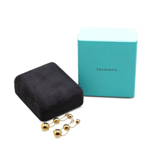 Pre-owned Tiffany 18K Yellow Gold Triple Drop Push Back Earrings Gold