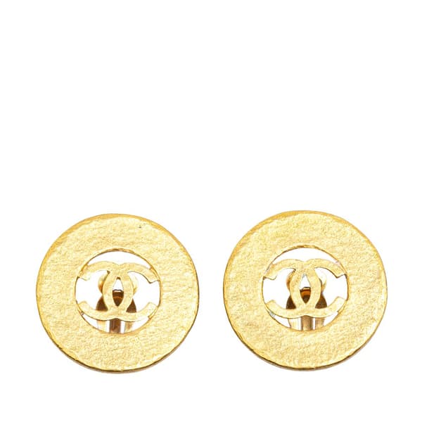 Pre-owned Chanel Gold Plated CC Round Clip on Earrings Gold