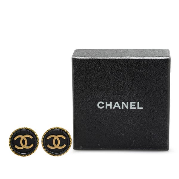 Pre-owned Chanel Gold Plated CC Button Clip On Earrings Gold