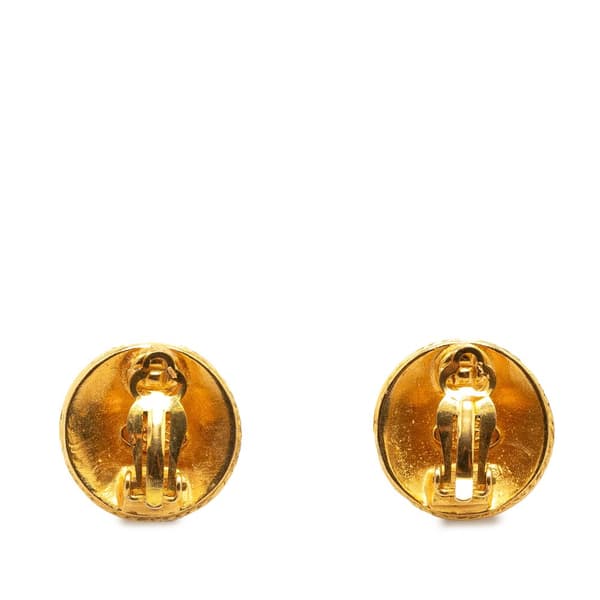 Pre-owned Chanel CC Gold Plated Button Clip On Earrings Gold