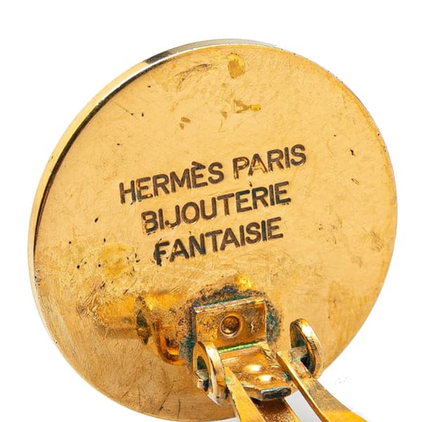 Pre-owned Hermès Gold Plated Bijouterie Fantaisie Clou De Selle Clip On Earrings Gold