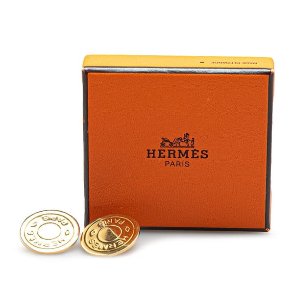 Pre-owned Hermès Gold Plated Bijouterie Fantaisie Clou De Selle Clip On Earrings Gold