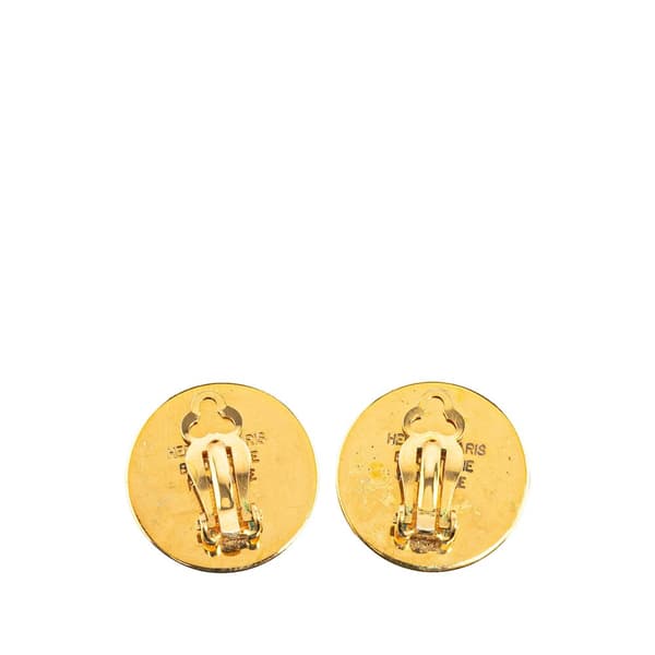 Pre-owned Hermès Gold Plated Bijouterie Fantaisie Clou De Selle Clip On Earrings Gold