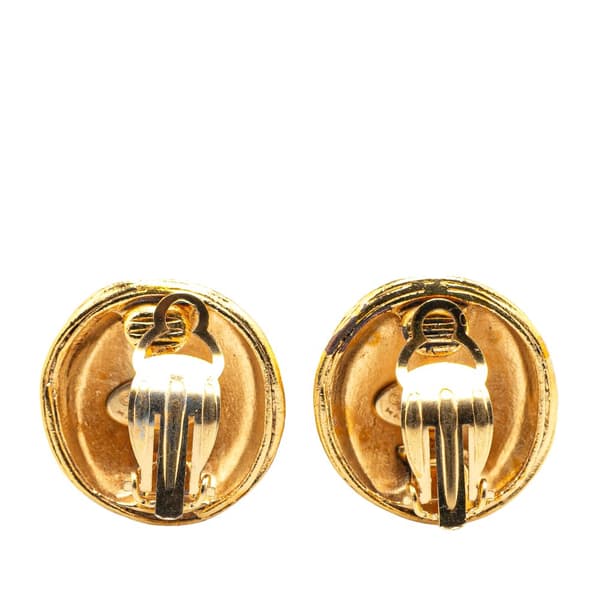Pre-owned Chanel Gold Plated CC Round Clip On Earrings Gold