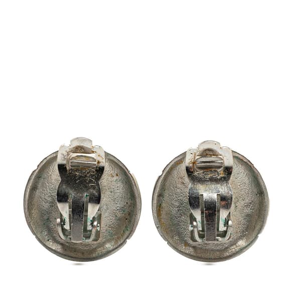 Pre-owned Chanel Silver CC Round Clip On Earrings Silver