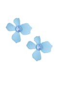 Miniatyrbild 1 av 2: Stud Örhängen i Form av Söta Ljus Blå Sommar Blommor med Glittrande Ljus Blå Sten