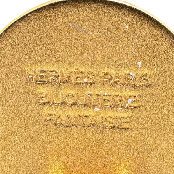 Pre-owned Hermès Gold Plated Bijouterie Fantaisie Clou De Selle Clip On Earrings Gold