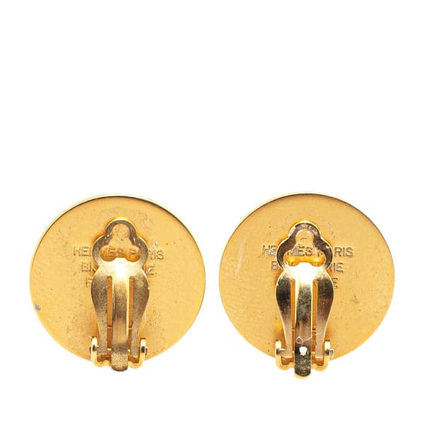 Pre-owned Hermès Gold Plated Bijouterie Fantaisie Clou De Selle Clip On Earrings Gold