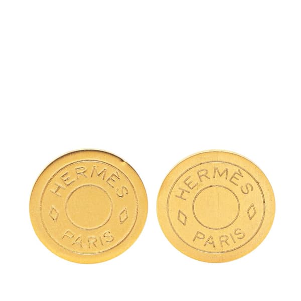Pre-owned Hermès Gold Plated Bijouterie Fantaisie Clou De Selle Clip On Earrings Gold