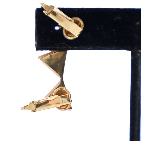 Pre-owned Fendi Gold Plated Enamel Mismatched Drop Push Back Earrings Gold