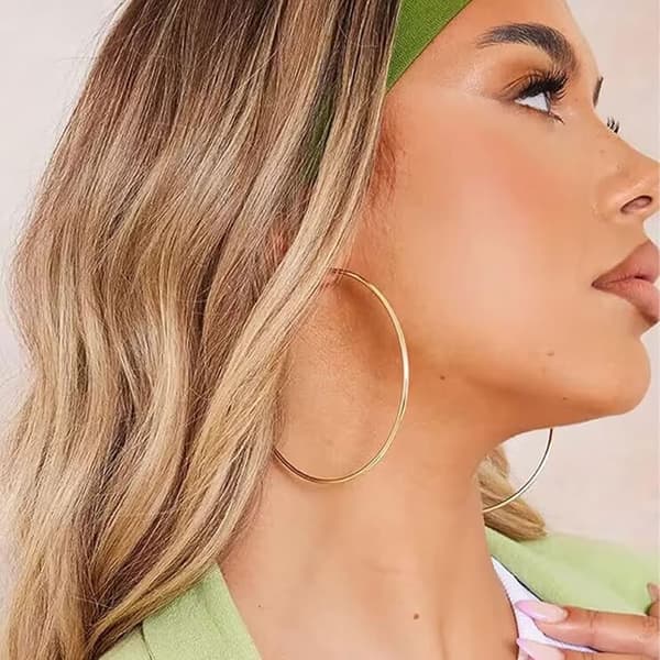 5-pack silverfärgade hoops örhängen – Lätta, allergivänliga ringörhängen i 316L rostfritt stål, 30–70 mm, eleganta och stilrena