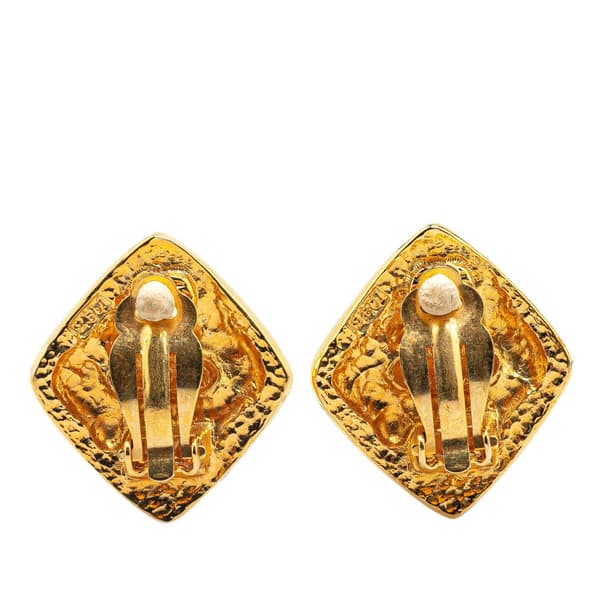 Pre-owned Chanel Gold Plated Diamond Clip On Earrings Gold