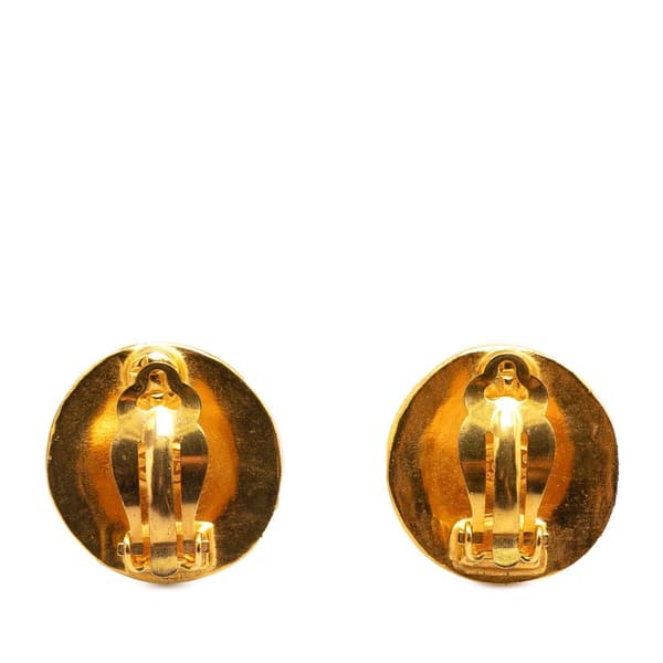 Pre-owned Chanel CC Gold Plated Button Clip On Earrings Gold