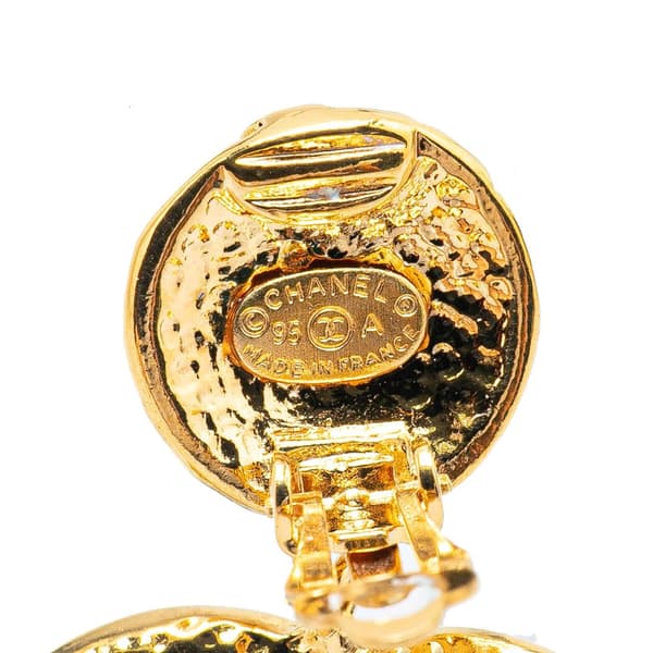 Pre-owned Chanel Gold Plated CC Drop Clip On Earrings Gold
