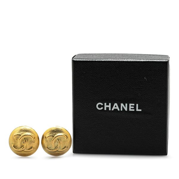 Pre-owned Chanel Gold Plated CC Clip On Earrings Gold
