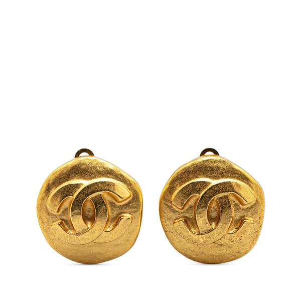 Pre-owned Chanel Gold Plated CC Clip On Earrings Gold