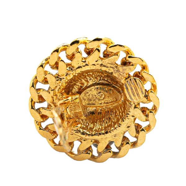 Pre-owned Chanel Gold Plated Quilted Chain Clip On Earrings Gold