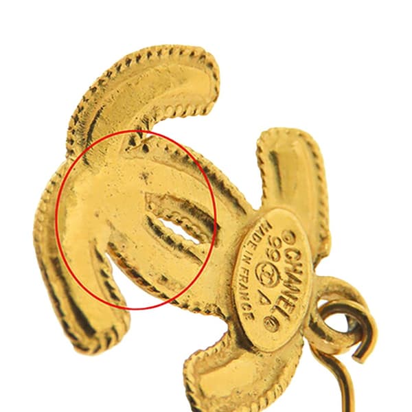 Pre-owned Chanel Gold Plated CC Drop Hook Earrings Gold