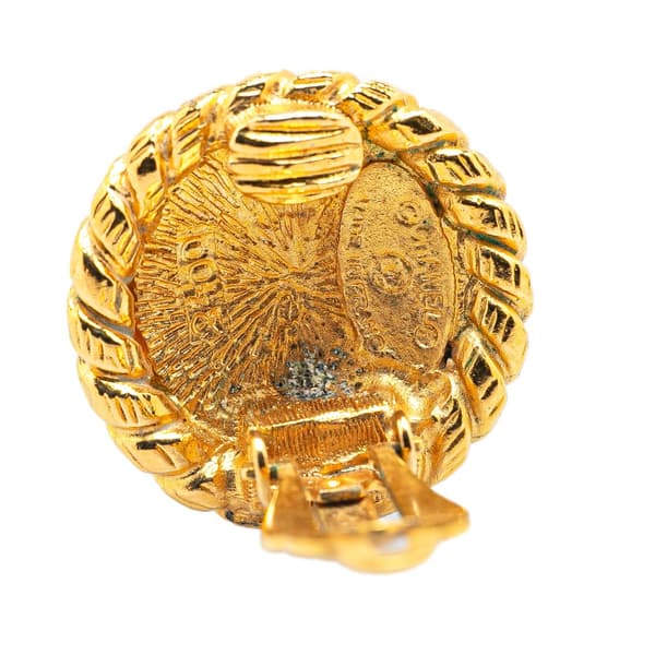 Pre-owned Chanel Gold Plated CC Round Clip on Earrings Gold