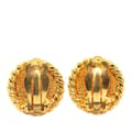 Miniatyrbild 2 av 3: Pre-owned Chanel Gold Plated CC Round Clip on Earrings Gold