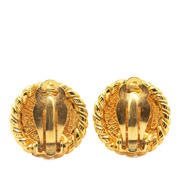 Pre-owned Chanel Gold Plated CC Round Clip on Earrings Gold