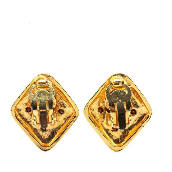 Pre-owned Chanel Gold Plated Diamond Crystal Clip on Earrings Gold