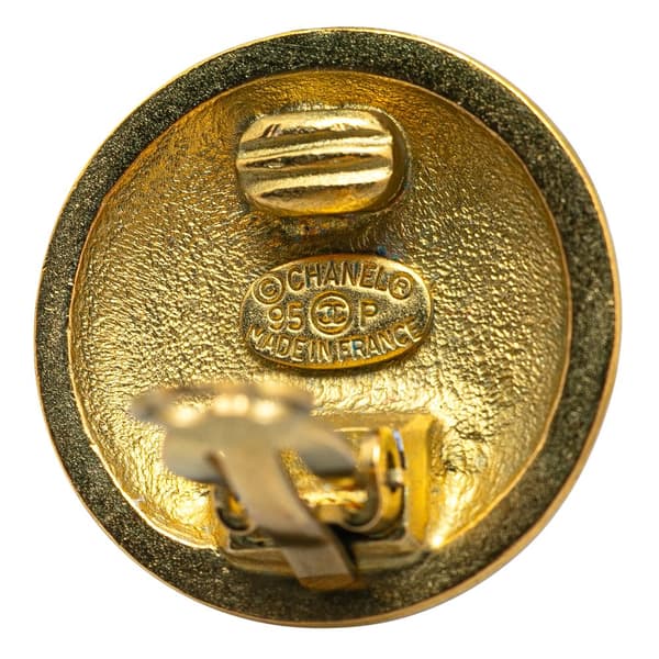Pre-owned Chanel Gold Plated CC Round Clip on Earrings Gold