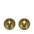 Miniatyrbillede 2 af 3: Pre-owned Chanel Gold Plated CC Round Clip on Earrings Gold