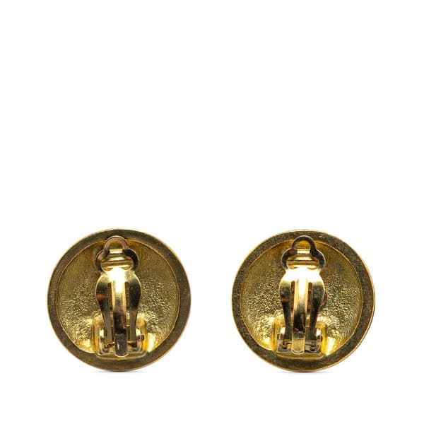 Pre-owned Chanel Gold Plated CC Round Clip on Earrings Gold