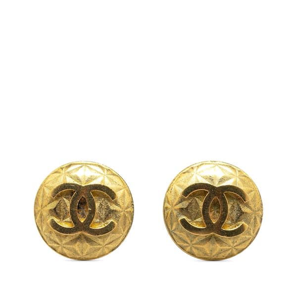 Pre-owned Chanel Gold Plated CC Round Clip on Earrings Gold