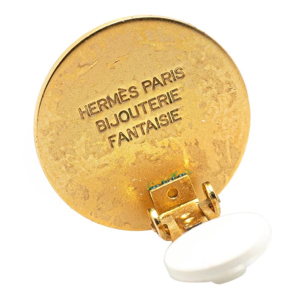 Pre-owned Hermès Gold Plated Bijouterie Fantaisie Clou De Selle Clip On Earrings Gold