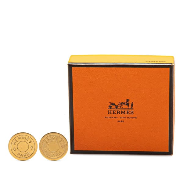 Pre-owned Hermès Gold Plated Bijouterie Fantaisie Clou De Selle Clip On Earrings Gold