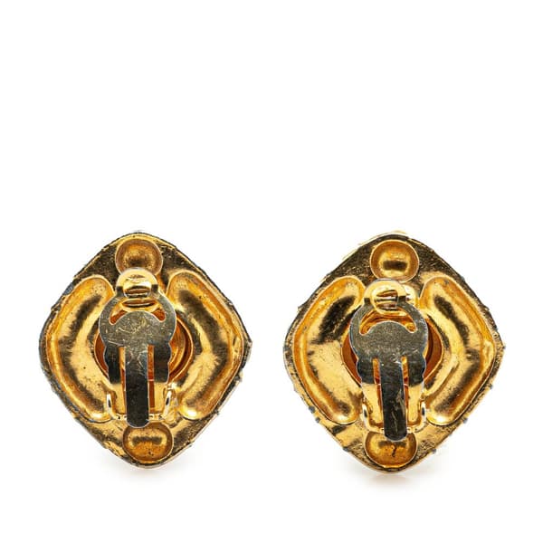 Pre-owned Chanel Gold Plated Diamond Crystal Clip on Earrings Gold