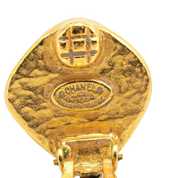 Pre-owned Chanel Gold Plated CC Rhombus Clip on Earrings Gold