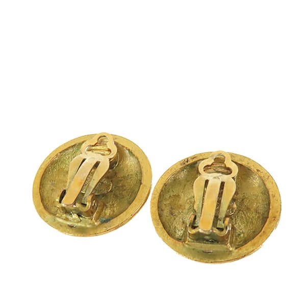 Pre-owned Chanel Gold Plated Quilted CC Clip On Earrings Gold
