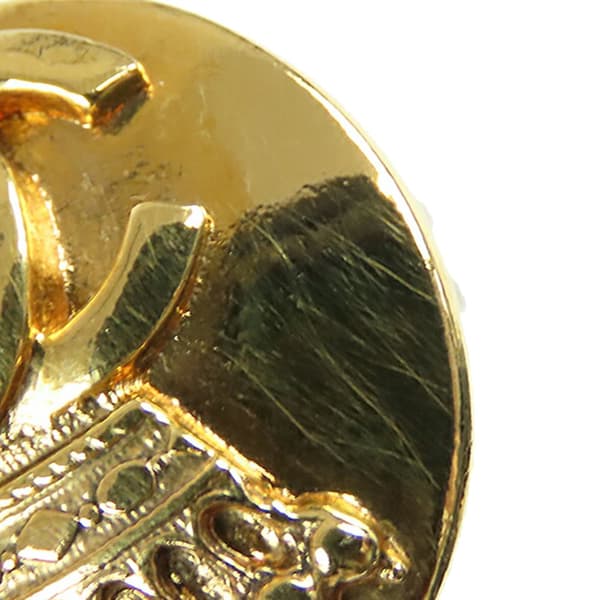 Pre-owned Chanel Gold Plated CC Crown Clip On Earrings Gold