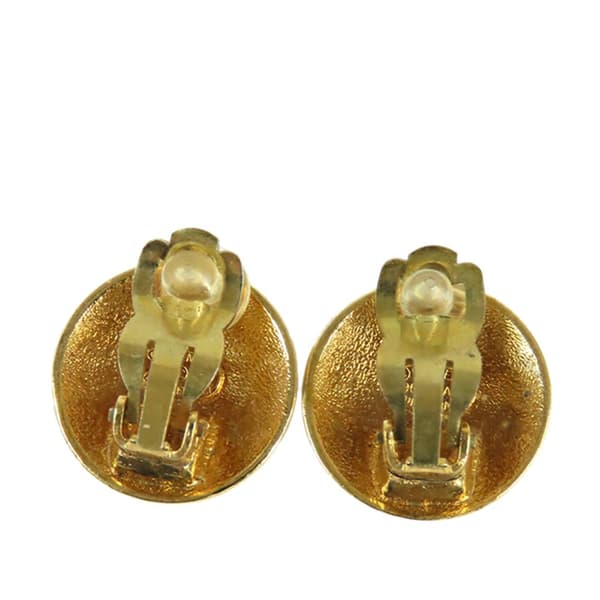 Pre-owned Chanel Gold Plated CC Crown Clip On Earrings Gold