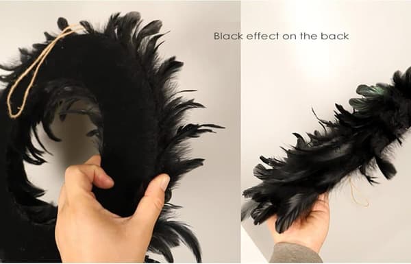 40 cm Halloween fjäderkrans, svarta cocktailfjädrar krans för Halloween dekoration rekvisita, hem, trädgård, trädgårdsdekoration