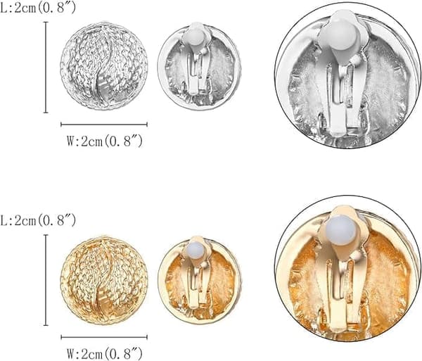 2 par matt guld klämma på örhängen, guld klämma på örhängen för kvinnor Ingen piercing Mode smycken present
