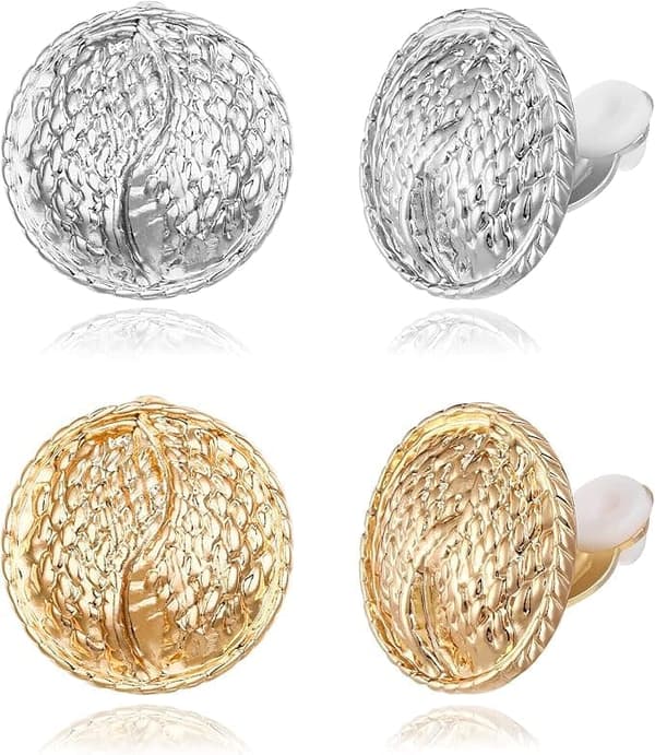 2 par matt guld klämma på örhängen, guld klämma på örhängen för kvinnor Ingen piercing Mode smycken present