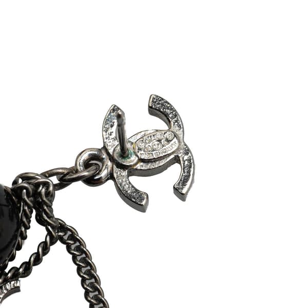 Pre-owned Chanel Silver CC Chain Drop Push Back Earrings Silver