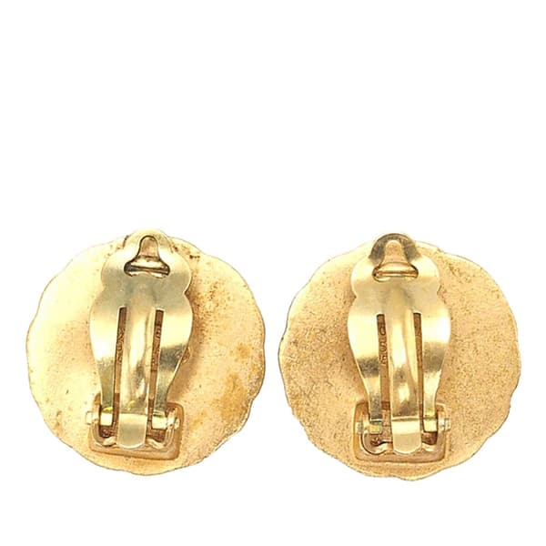 Pre-owned Chanel Gold Plated CC Starburst Clip On Earrings Gold