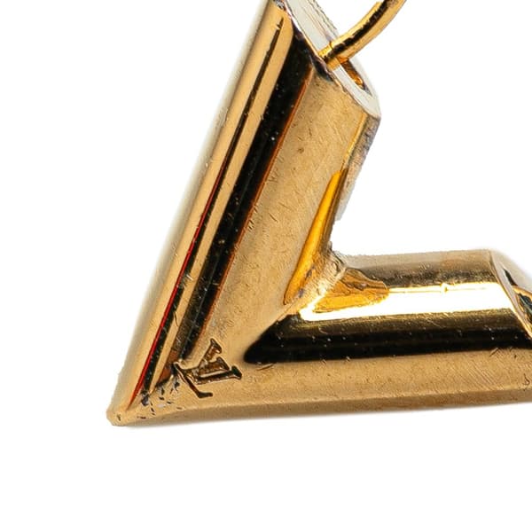 Pre-owned Louis Vuitton Gold Plated Essential V Hoop Earrings Gold