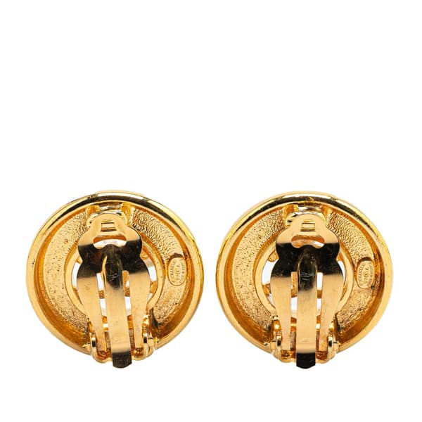 Pre-owned Chanel Gold Plated CC Round Clip On Earrings Gold