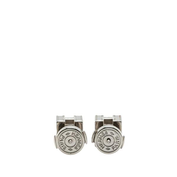Pre-owned Hermès Palladium Plated Cage d'H Push Back Earrings Silver