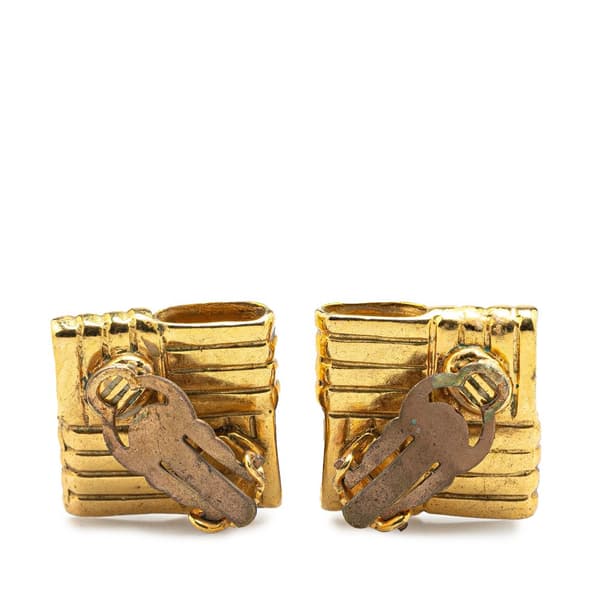 Pre-owned Chanel Gold Plated CC Square Clip on Earrings Gold
