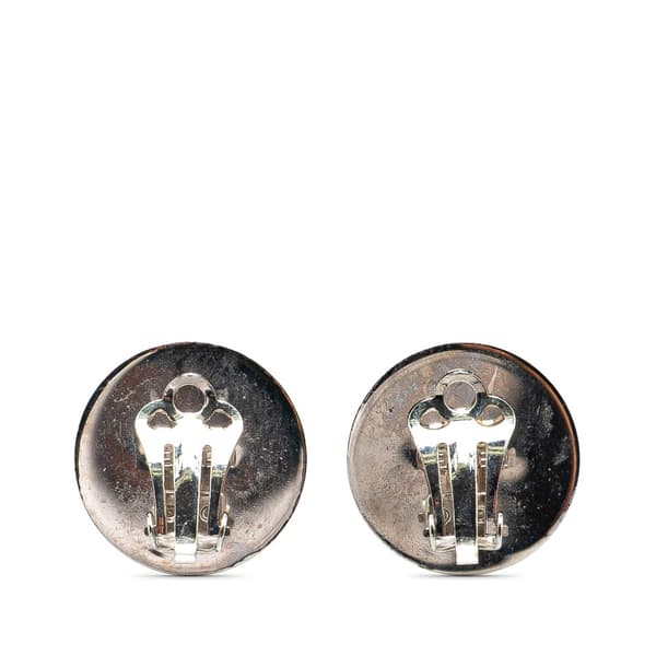 Pre-owned Hermès Enamel Stripe Cloisonne Clip On Earrings Orange
