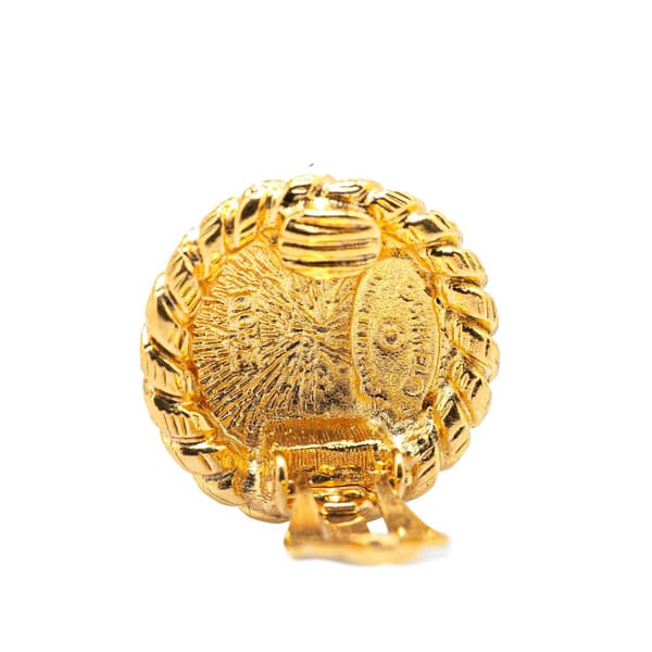 Pre-owned Chanel Gold Plated CC Round Clip on Earrings Gold