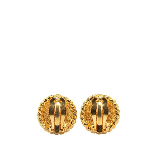 Pre-owned Chanel Gold Plated CC Round Clip on Earrings Gold
